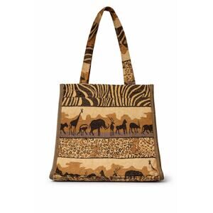 Jade Safari Tapestry Tote Bag Animal Print Zip Pouch